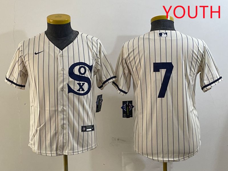 Youth Chicago White Sox #7 No Name Cream Stripe Dream Edition Game 2025 Nike MLB Jersey style 3
